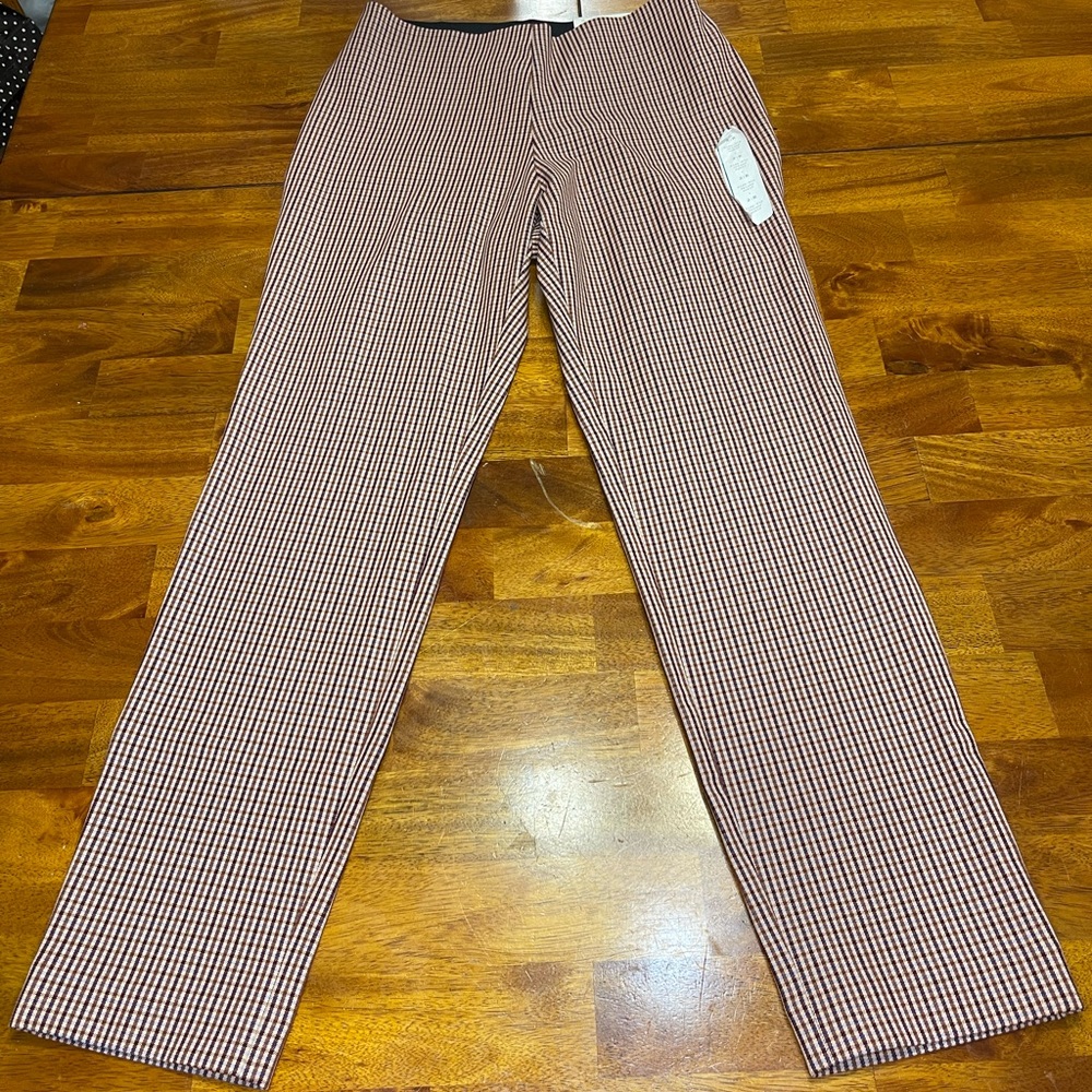 A New Day Side-Zip Skinny Ankle Pants Brown Checkered Plaid Size 2R NWT